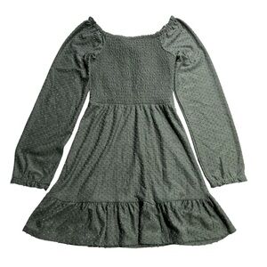 Elegant Kids' Long Sleeve Dress in Green